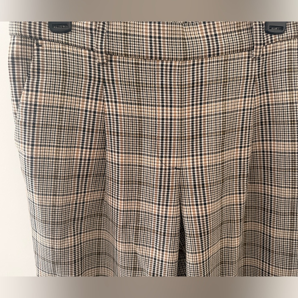 LOFT Taupe Plaid High-Rise Straight Trousers - Picture 3 of 7